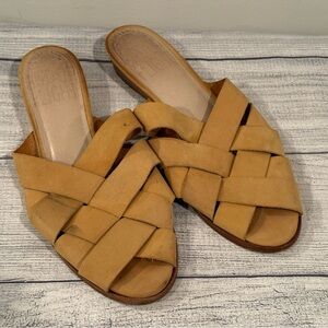Bird of Flight by Anthropologie Tan Suede Woven Slide Sandals - Size 9